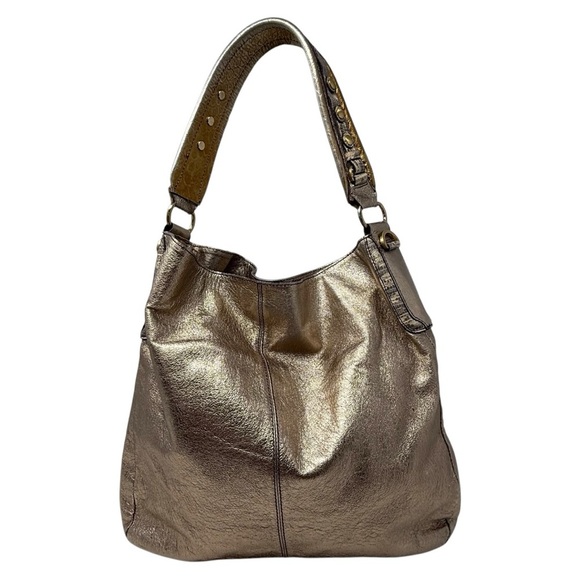 Ellen Tracy slouchy hobo Gold Metallic Shoulder Bag 100% genuine leather - Picture 16 of 16